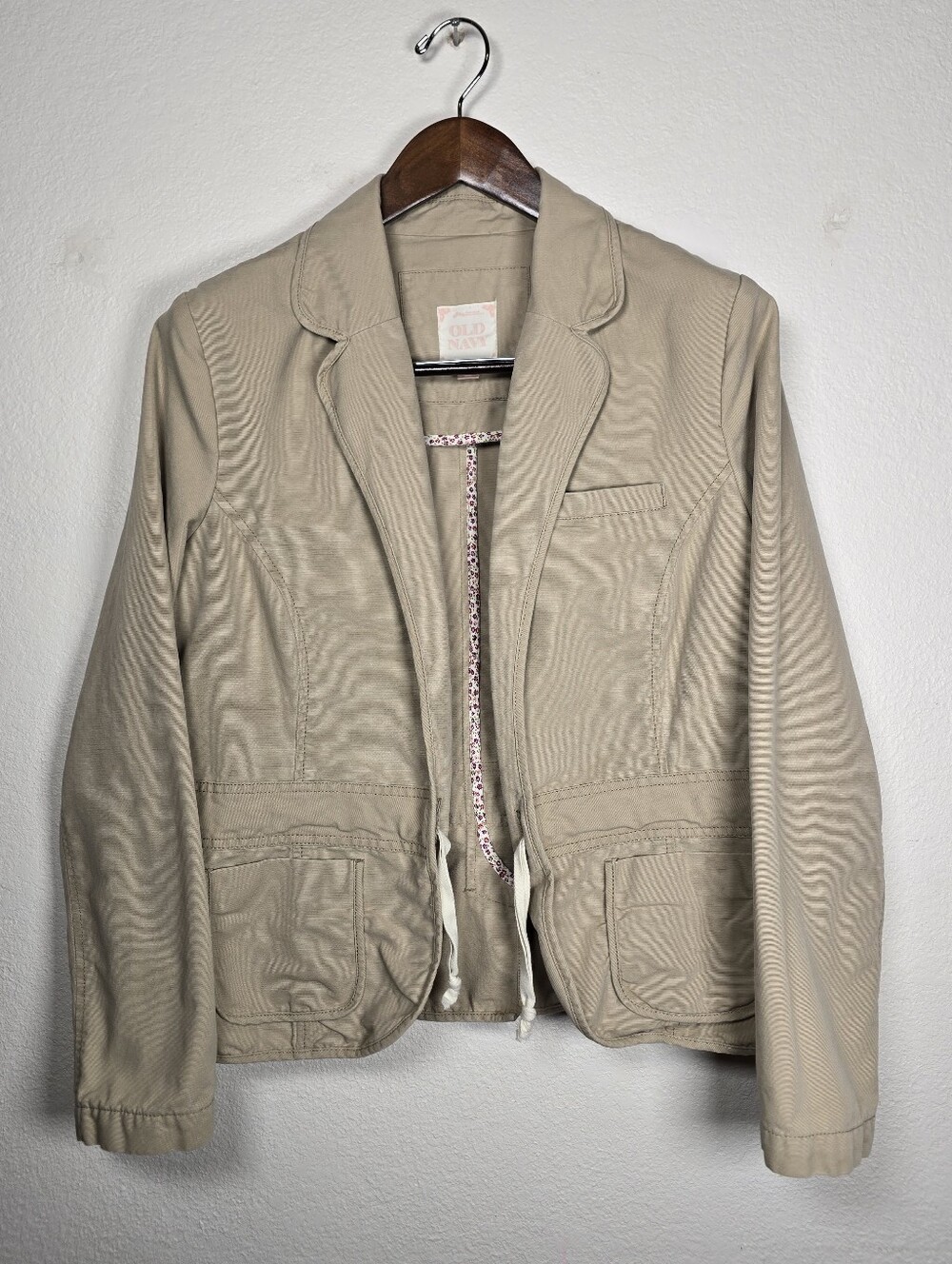 Old Navy Y2K Vintage Fall 2006 Khaki Cinch Waist Blazer Jacket Safari Size XL